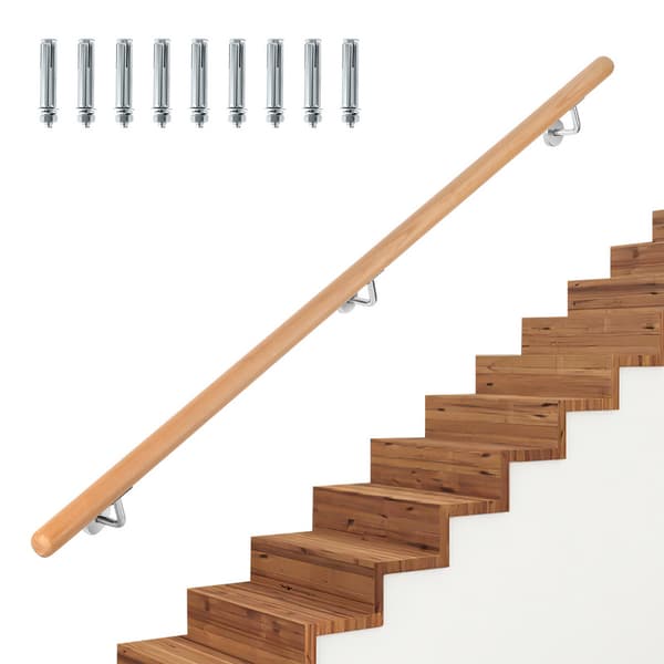 Bokhandledare 150cm rund trähandledare upp till 2 meter med metallankare Balustrade