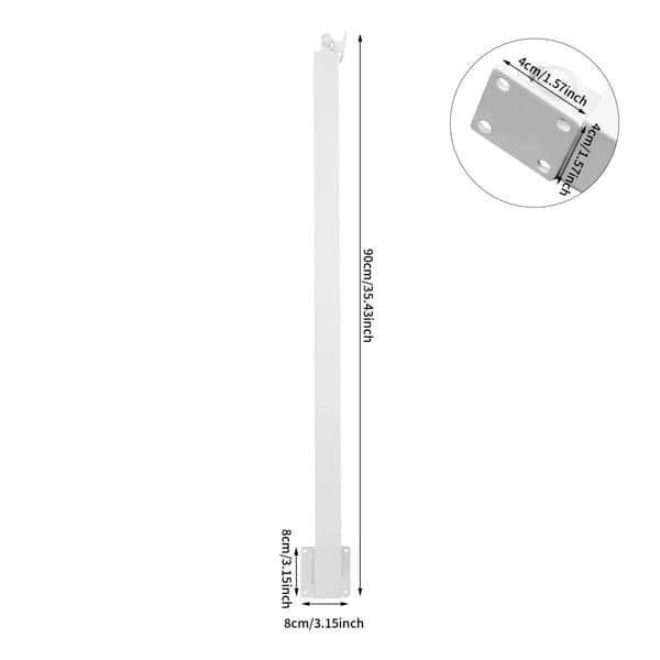 Kvadratiske Trappe Baluster Stolper, Moderne Design, Stålmateriale, Justerbar Topplade,90cm Hvid