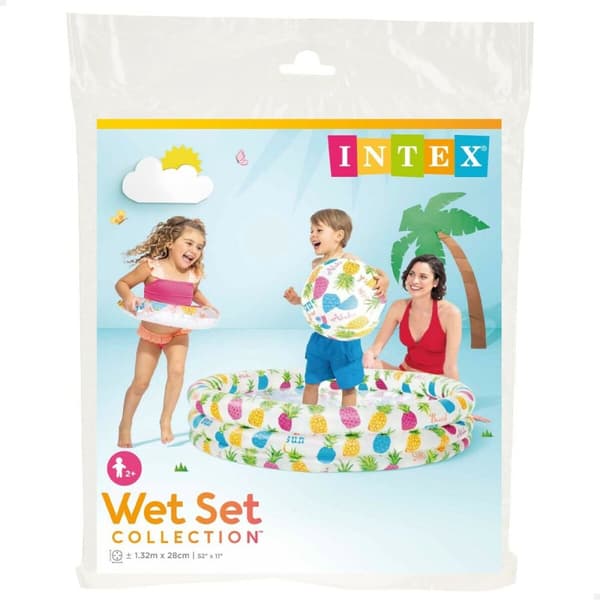 Uppblåsbar plaskpool för barn Intex Ananas Ringar 248 L 132 x 28 x 132 cm (12 antal)