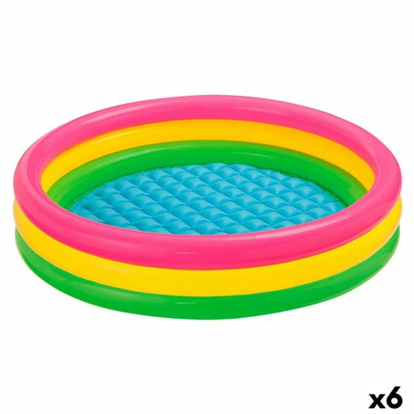 Oppblåsbart plaskebasseng for barn Intex Sunset Ringer 131 L 114 x 25 x 114 cm (6 enheter)