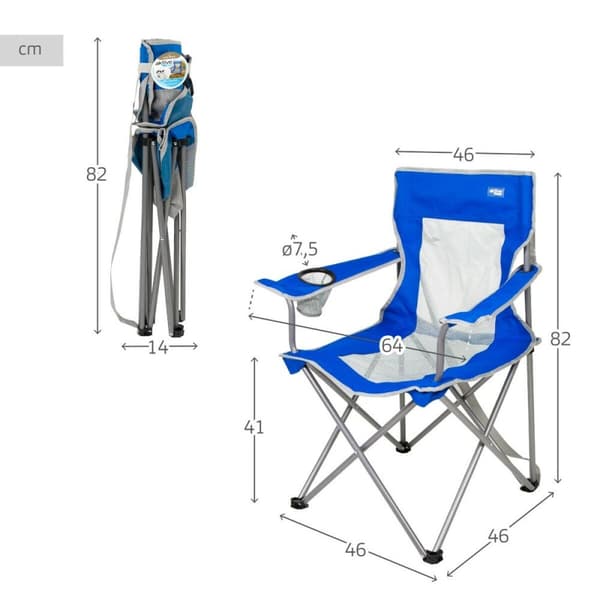 Sammenleggbar campingstol Aktive Blå Grå 46 x 82 x 46 cm (4 enheter)
