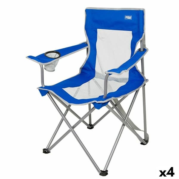 Sammenleggbar campingstol Aktive Blå Grå 46 x 82 x 46 cm (4 enheter)