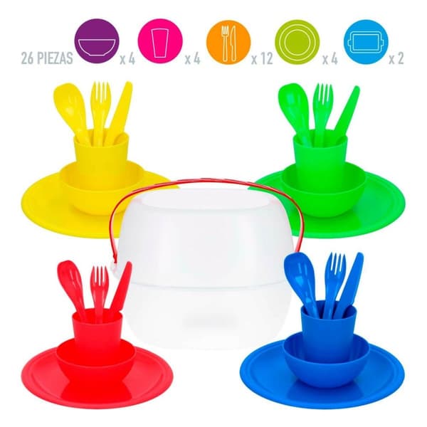 Piknikksett Aktive 22,5 x 1,5 x 22,5 cm polypropylen (4 enheter)