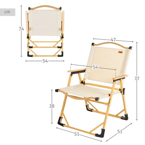 Sammenklappelig campingstol Aktive Sabana Jord 47 x 77 x 51 cm (2 enheder)