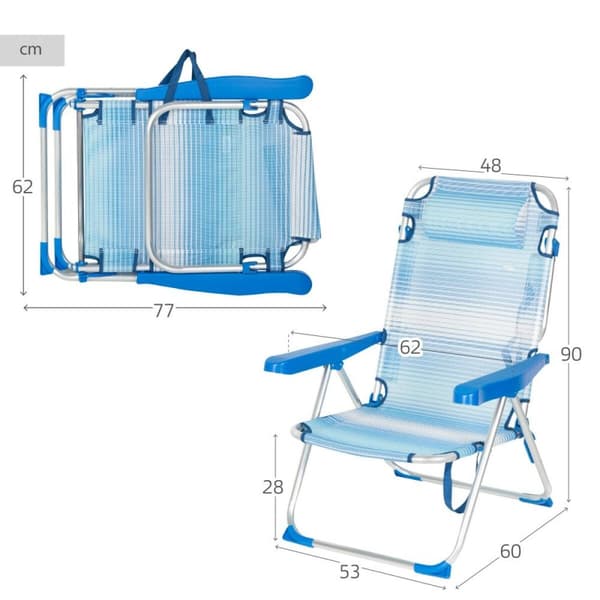 Strandstol Aktive 48 x 90 x 60 cm (2 enheter)
