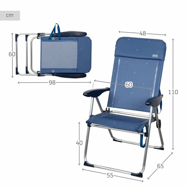 Strandstol Aktive 48 x 110 x 65 cm (2 enheter)
