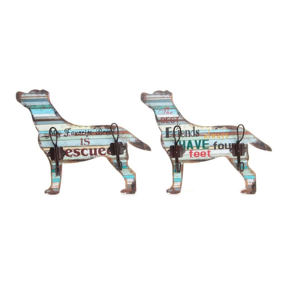 Kapphängare DKD Home Decor Järn Trä MDF Hund (2 pcs) (31 x 5 x 24 cm)