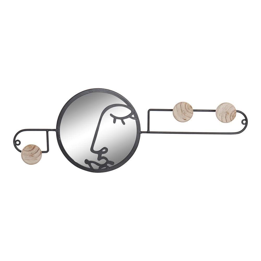 Väggmonterad rockhängare DKD Home Decor Svart Glas Järn Trä MDF (56 x 6 x 20.5 cm)