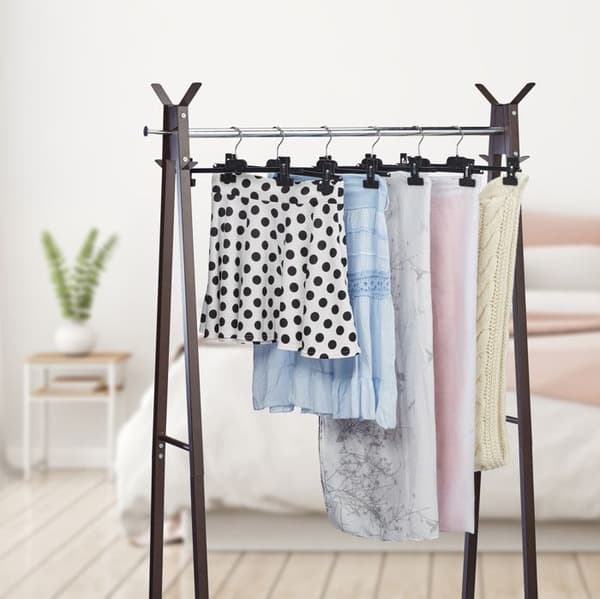 Relaxdays byxhängare, set om 10, Plast Plastic Skirt Clips Non-Slip, 14 x 36 x 3 cm, svart