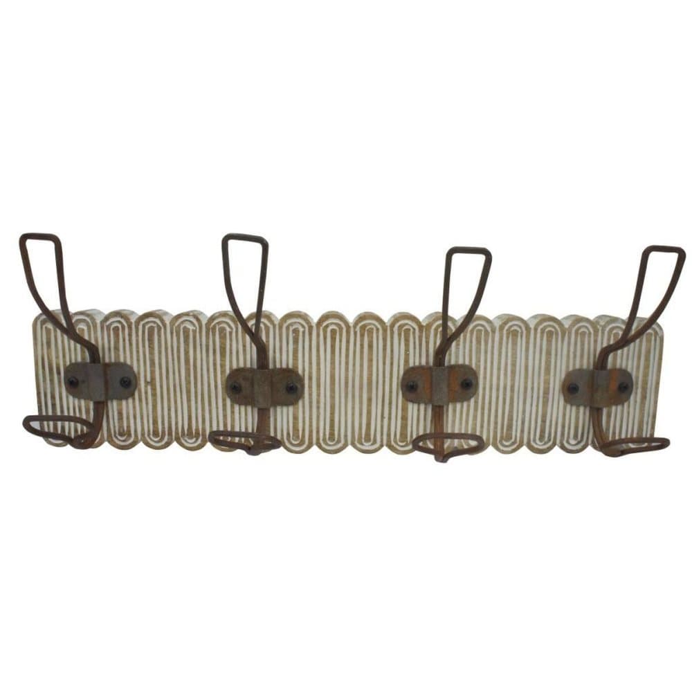 Väggmonterad rockhängare DKD Home Decor Kolonial Järn Mangoträ (45,70 x 10 x 21 cm)