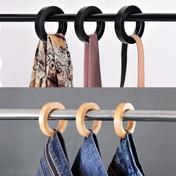 2-Pack Hängare i Bokträ för Halsdukar, Scarfs, Byxor