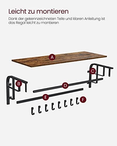 Seinän asennettu seinä asennettu Vasaglessa, ruskea ja musta