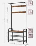 Pikkukuva 5 / 7: VASAGLE-naulakko, takkiteline ja kenkien säilytyspenkki, 4-in-1-design, maalaismainen ruskea ja musta