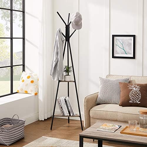 Vasagle Rack Stand, Coat Tree, Hall Tree Fritstående, greige og sort