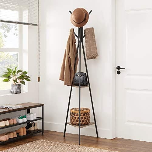 Vasagle Rack Stand, Coat Tree, Hall Tree Fritstående, greige og sort