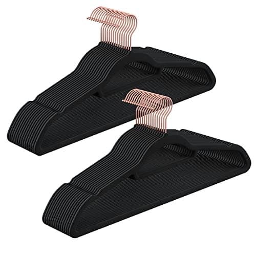 Songmics samettiset vaatehenkarit, 30 kpl, liukumattomat - musta
