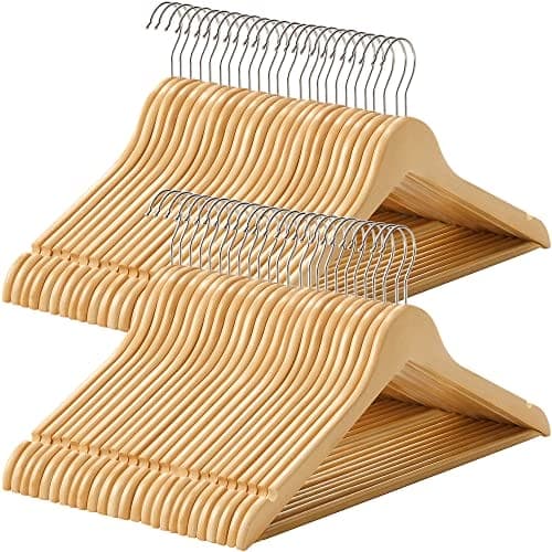 Songmics (Maple Wood) 44,5 cm Puinen vaateripustin housutangolla (Natural, 50)
