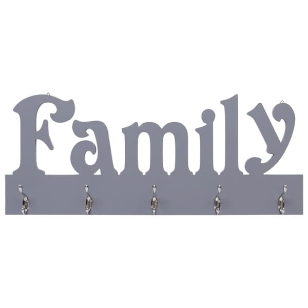 vægophængt knagerække FAMILY 74 x 29,5 cm grå