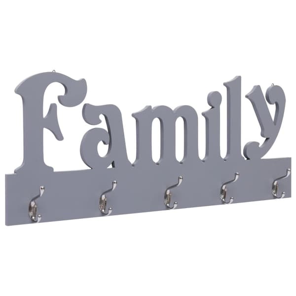 vægophængt knagerække FAMILY 74 x 29,5 cm grå