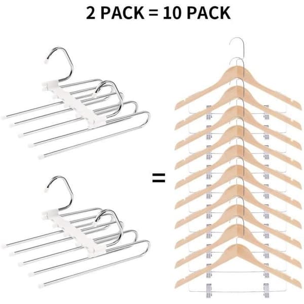 Vit multipel byxhängare, 2 delar byxhängare Utrymmesbesparande hängare, Magic Multi Hanger garderobsförvaring, stål [64]