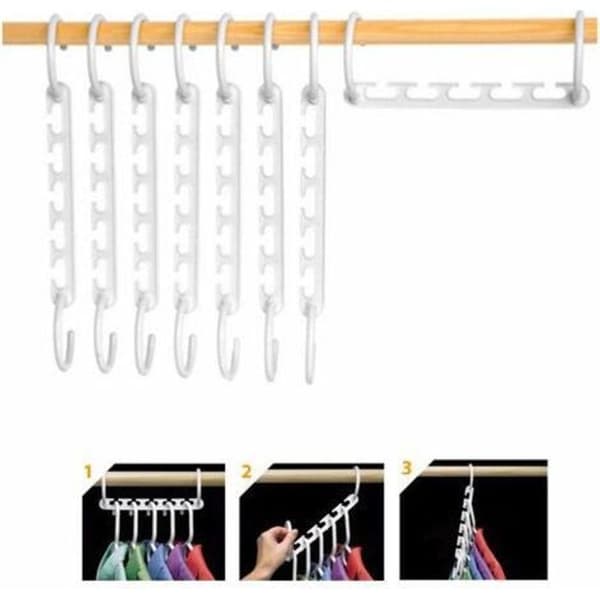 8st Fantastiska Space Saver Hängare Skåp Organizer Rack Multifunktion Kläder Magic Hook