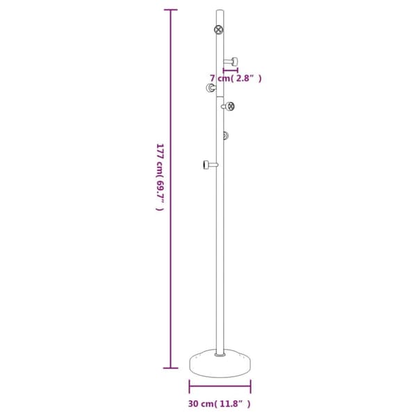 stumtjener 177 cm pulverlakeret jern sort