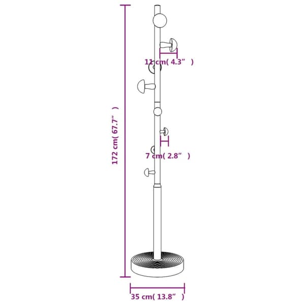 stumtjener 172 cm pulverlakeret jern hvid