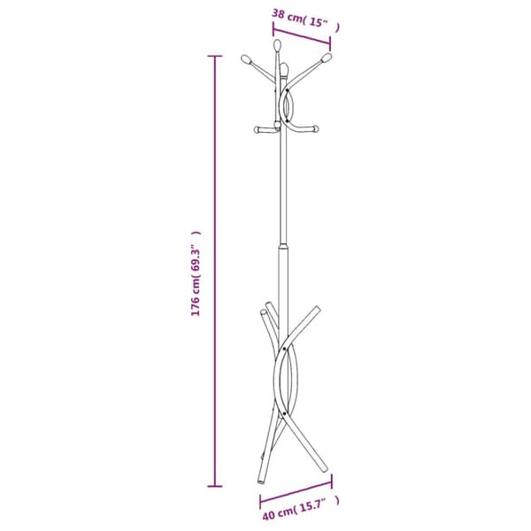 stumtjener 176 cm pulverlakeret jern hvid