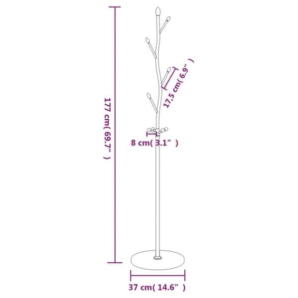 stumtjener 177 cm pulverlakeret jern sort