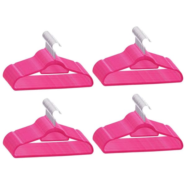 The Living Store bøjler 100 stk. skridsikre fløjl pink -  Bøjler