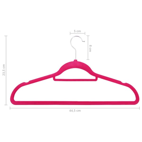 The Living Store bøjler 100 stk. skridsikre fløjl pink -  Bøjler