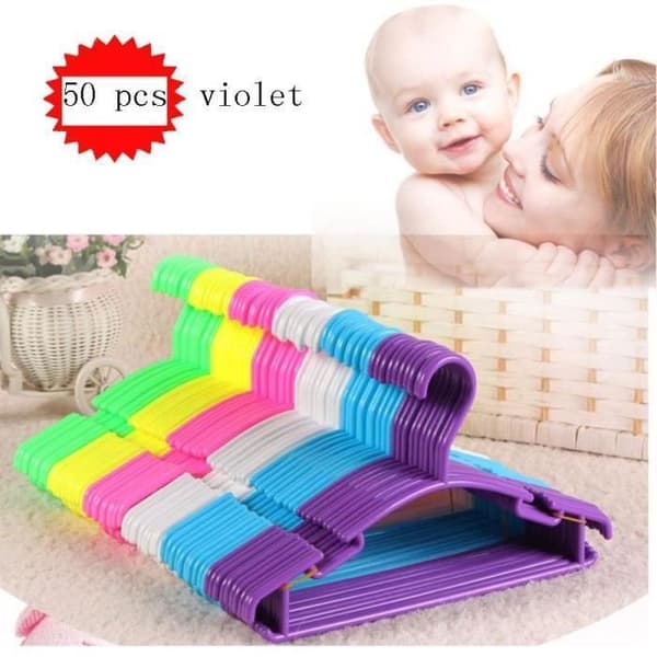 Set med 50 lila babygalgar i plast - hög kvalitet - unisex - barn