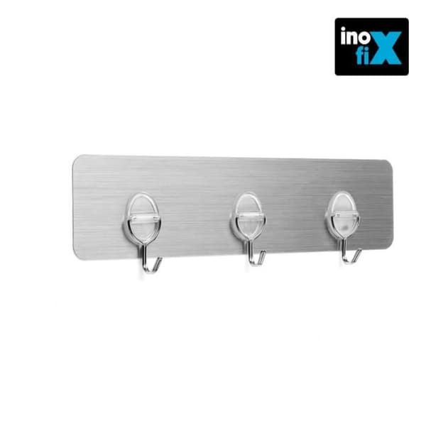 Medlemshängare - Inofix - 3 rörliga krokar - Rostfritt stål - 8,1x29x2,2cm - 10 kg max