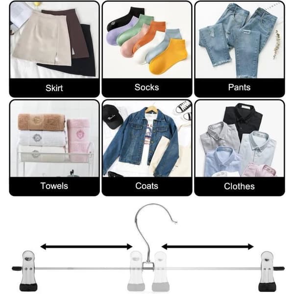 20-pack kjolhängare med justerbar halkfri byxklämma Platsbesparande metallhängare för jeans, 35 cm