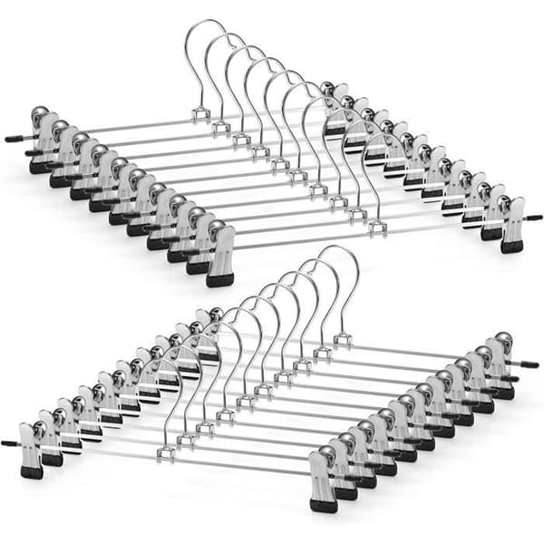 20-pack kjolhängare med justerbar halkfri byxklämma Platsbesparande metallhängare för jeans, 35 cm