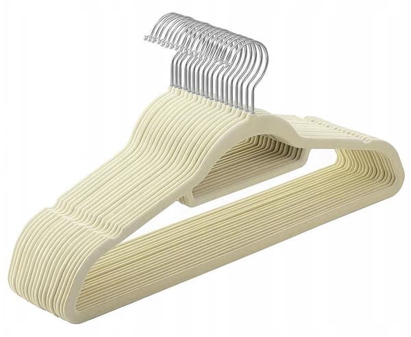 Maxi fløjlsbøjle, sæt med 60 dele, beige