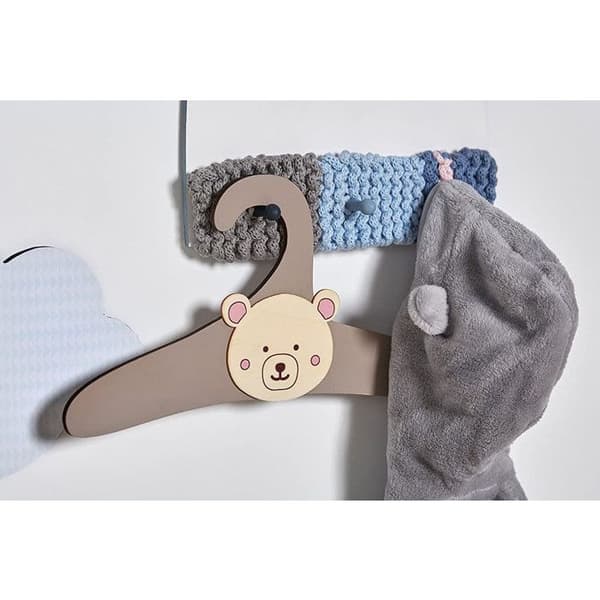 Trägalge - Nalle galge - 29 x 21,5 cm - Obehandlat naturträ - För barn - Unisex