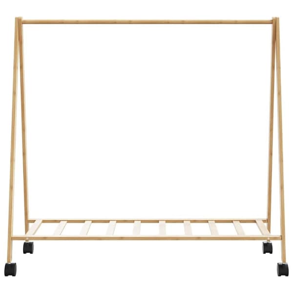 vidaXL Klesstativ med hyller og hjul 106x34x106,5 cm bambus
