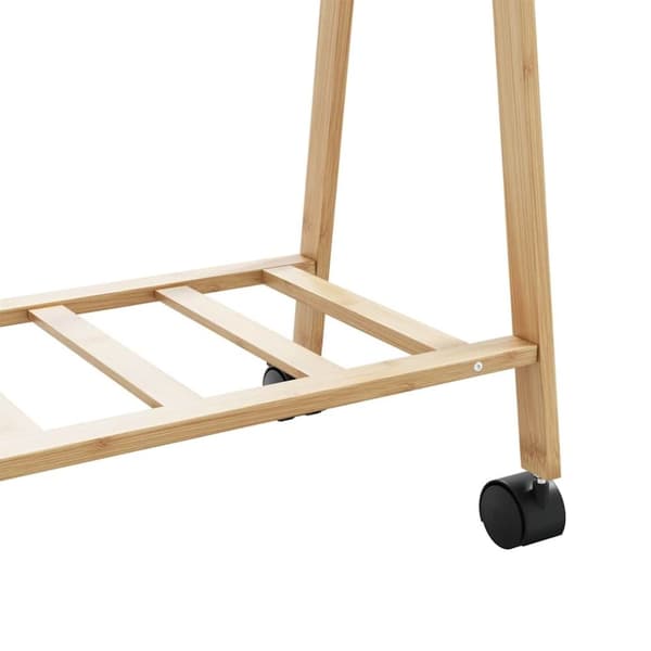 vidaXL Klesstativ med hyller og hjul 106x34x106,5 cm bambus