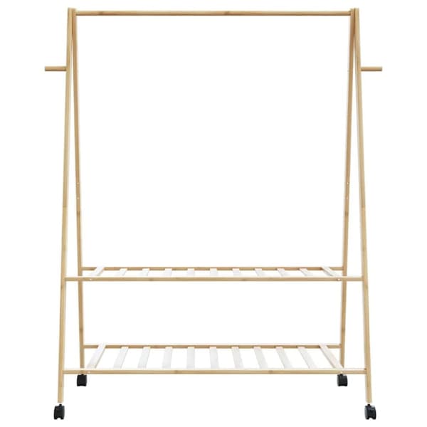 vidaXL Klädställ med hyllor och hjul 132x45,5x155,5 cm bambu