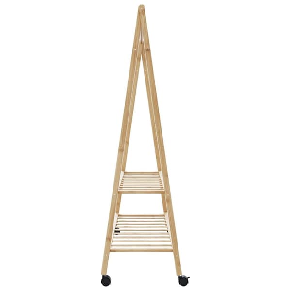 vidaXL Klädställ med hyllor och hjul 132x45,5x155,5 cm bambu
