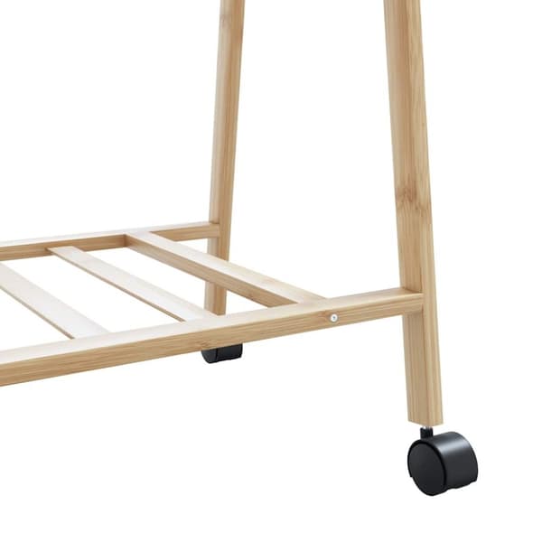 vidaXL Klädställ med hyllor och hjul 132x45,5x155,5 cm bambu