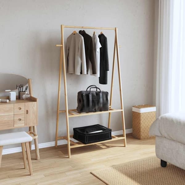 vidaXL Klädställ med hyllor 96x45,5x150,5 cm bambu