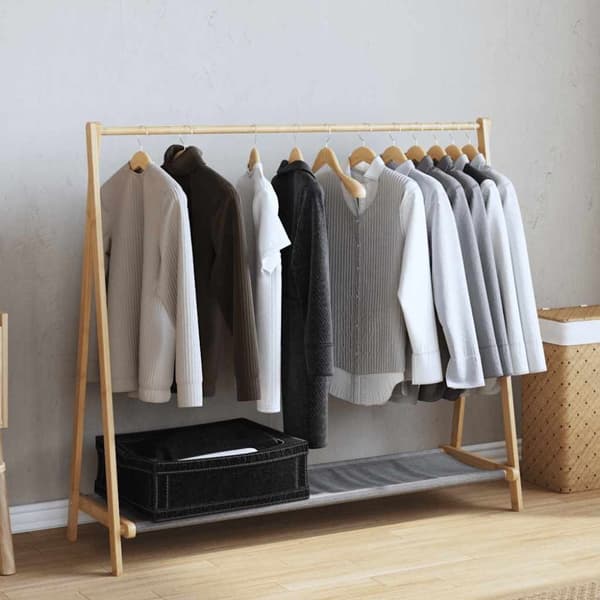 vidaXL Klädställ med hyllor 106x34x102 cm bambu