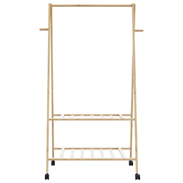 vidaXL Klesstativ med hyller og hjul 96x45,5x155,5 cm bambus
