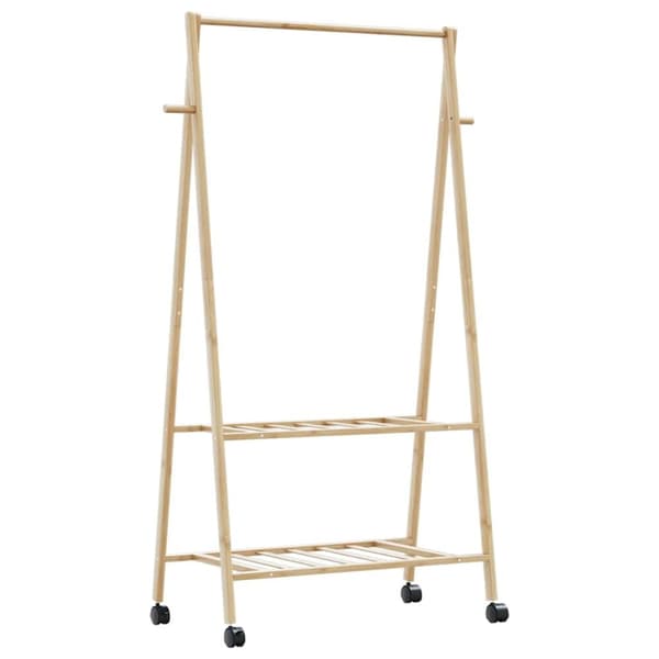 vidaXL Klesstativ med hyller og hjul 96x45,5x155,5 cm bambus