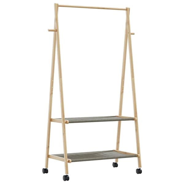 vidaXL Vaateteline hyllyillä ja pyörillä 96x45,5x155,5 cm bambu