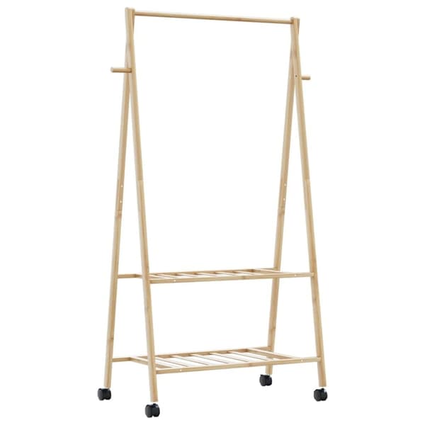 vidaXL Vaateteline hyllyillä ja pyörillä 96x45,5x155,5 cm bambu