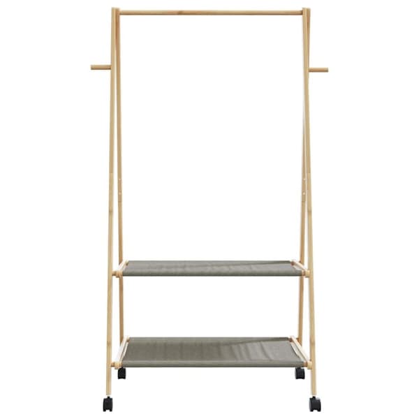 vidaXL Klädställ med hyllor och hjul 96x45,5x155,5 cm bambu