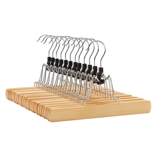 Set med 12 halkfria galgar med byxklämmor - L25 x H17 cm